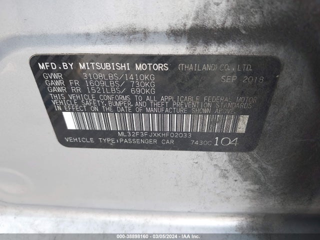Mitsubishi Mirage G4 Es 2019 ML32F3FJXKHF02033 Image 9