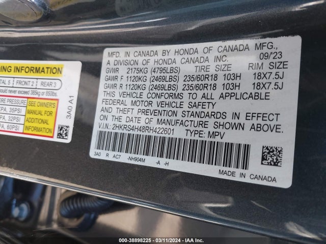 Honda Cr-v Ex Awd 2024 2HKRS4H48RH422601 Image 9