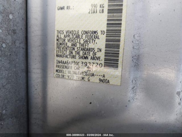 1N4AA6AP3GC393720 Nissan Maxima 3.5 Sl