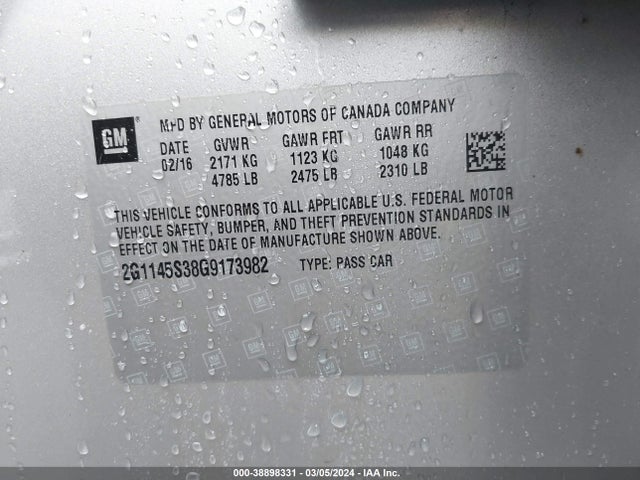 Chevrolet IMPALA 2LZ 2016 2G1145S38G9173982 Image 9