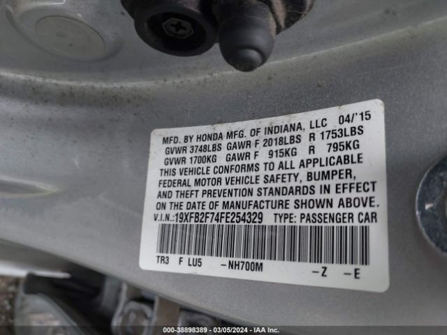 19XFB2F74FE254329 Honda CIVIC SE