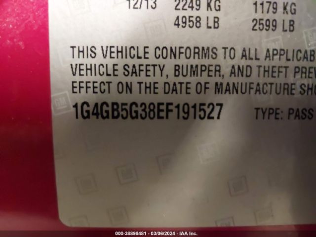 1G4GB5G38EF191527 Buick Lacrosse Leather Group
