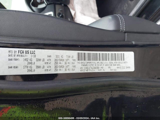 Dodge Durango Citadel Anodized Platinum Awd 2018 1C4SDJET4JC302350 Image 9