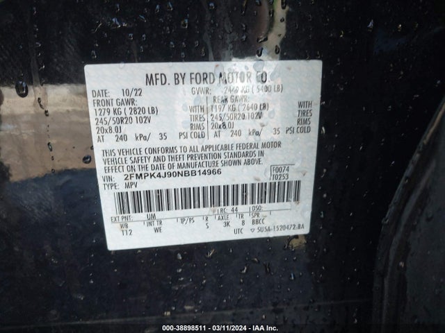 Ford Edge St-line 2022 2FMPK4J90NBB14966 Image 9