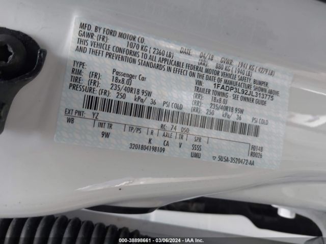 1FADP3L92JL313775 Ford FOCUS ST