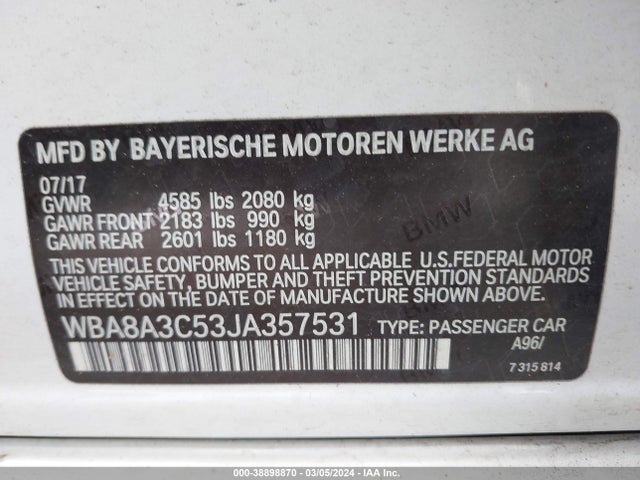 WBA8A3C53JA357531 BMW 320i Xdrive