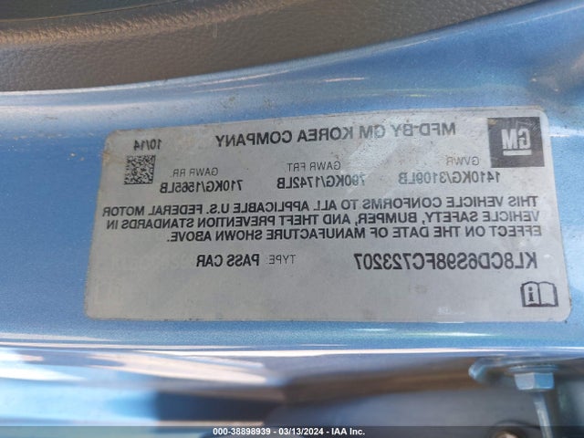 Chevrolet Spark 1lt Cvt 2015 KL8CD6S98FC723207 Image 9