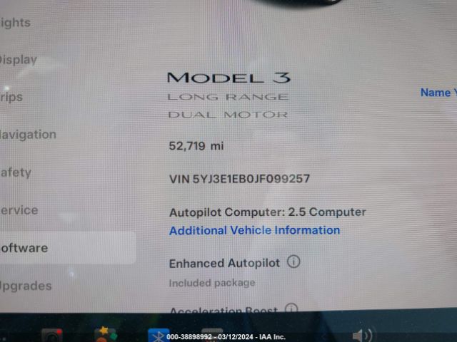 5YJ3E1EB0JF099257 Tesla Model 3 Long Range/performance