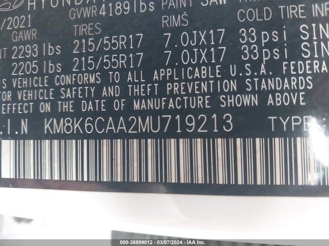 Hyundai Kona Sel Plus 2021 KM8K6CAA2MU719213 Image 9