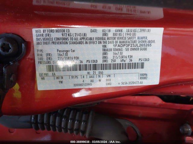 Ford FOCUS SE 2018 1FADP3F23JL265265 Image 9