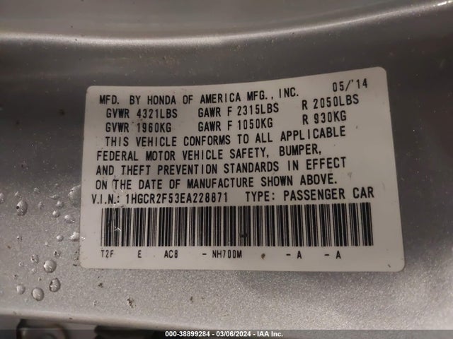 Honda Accord Sport 2014 1HGCR2F53EA228871 Image 9