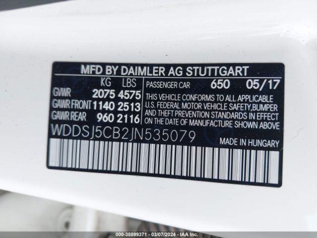WDDSJ5CB2JN535079 Mercedes-Benz Amg Cla 45 4matic