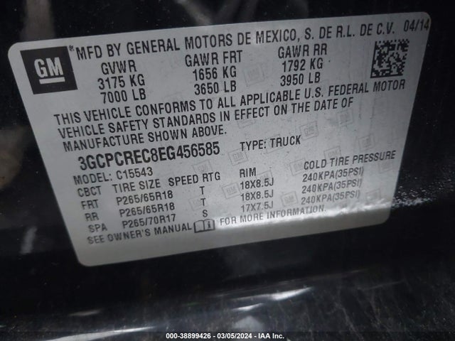 Chevrolet Silverado 1500 2lt 2014 3GCPCREC8EG456585 Image 9