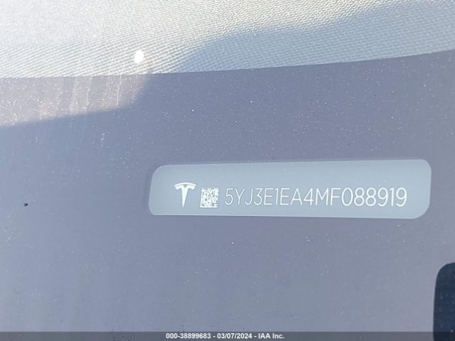 5YJ3E1EA4MF088919 Tesla Model 3 Standard Range Plus Rear-wheel Drive
