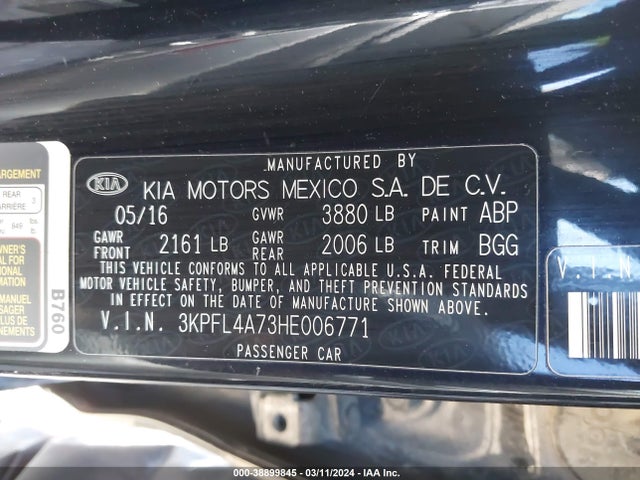 KIA FORTE LX 2017 3KPFL4A73HE006771 Image 9