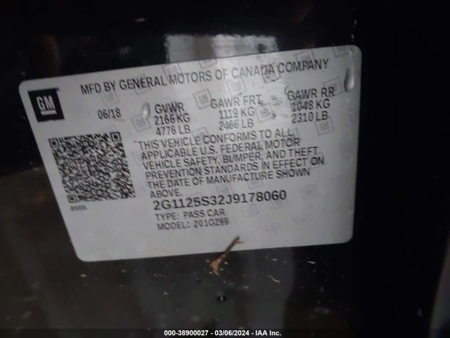Chevrolet IMPALA 2LZ 2018 2G1125S32J9178060 Image 9