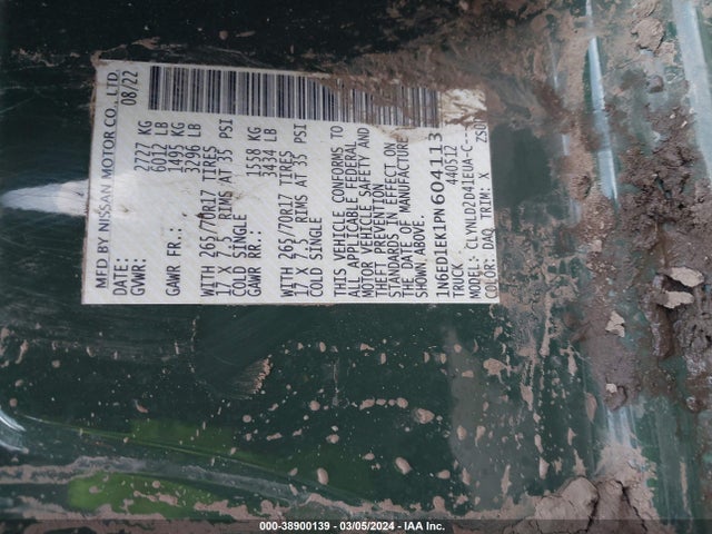 Nissan Frontier Pro-4x 4x4 2023 1N6ED1EK1PN604113 Image 9