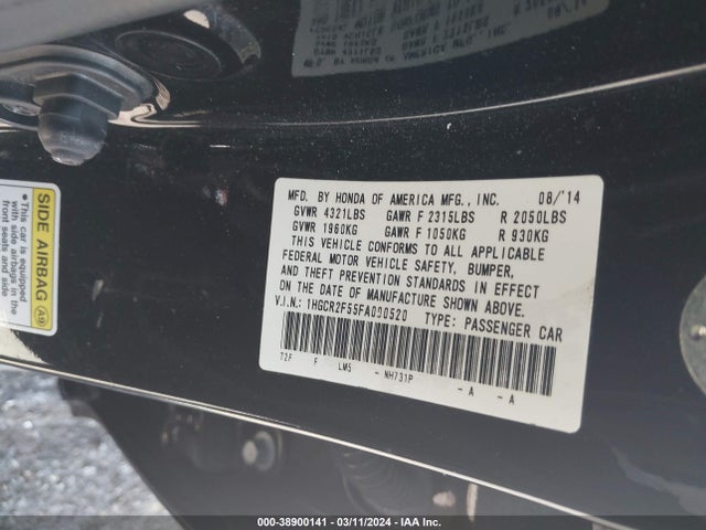Honda Accord Sport 2015 1HGCR2F55FA000520 Image 9