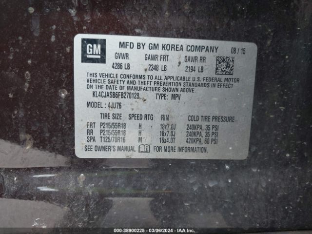 KL4CJASB6FB270128 Buick Encore