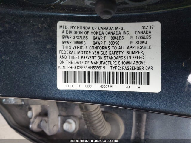 Honda Civic Lx 2017 2HGFC2F59HH539919 Image 9