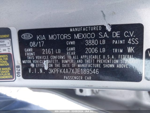 3KPFK4A7XJE189546 KIA FORTE LX