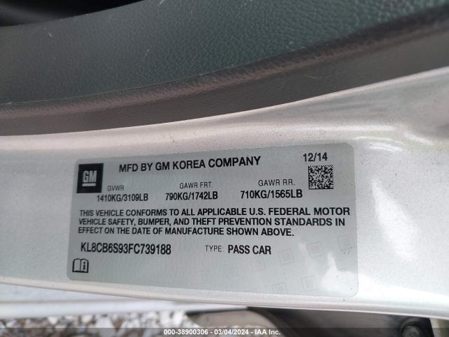 Chevrolet Spark Ls Cvt 2015 KL8CB6S93FC739188 Image 9