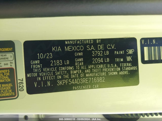 KIA Forte Gt-line 2024 3KPF54AD3RE716982 Image 9