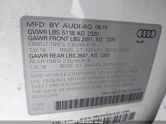 WA1AECF33K1073797 Audi Q3 2.0t Premium