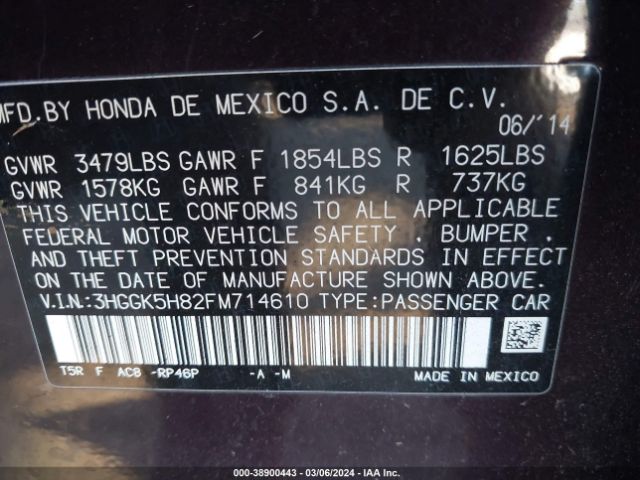 3HGGK5H82FM714610 Honda Fit Ex/ex-l