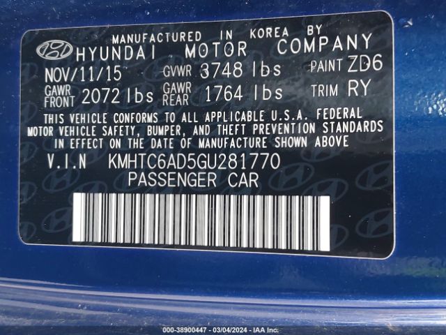 2016 HYUNDAI VELOSTER KMHTC6AD5GU281770 Photo 8