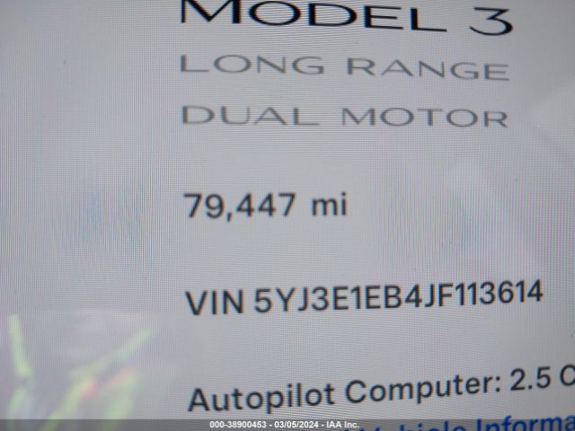 5YJ3E1EB4JF113614 Tesla Model 3 Long Range/performance