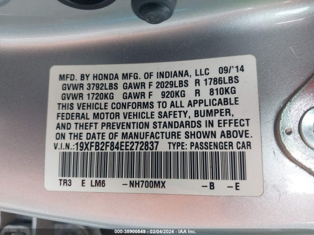 Honda CIVIC EX 2014 19XFB2F84EE272837 Image 9