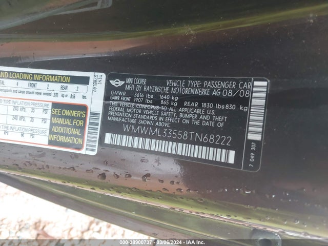 2008 MINI COOPER CLUBMAN WMWML33558TN68222 Photo 8