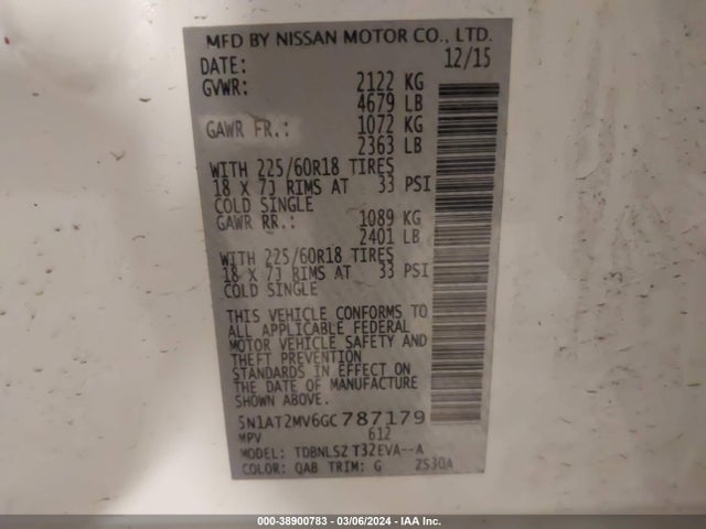 Nissan Rogue Sl 2016 5N1AT2MV6GC787179 Image 9
