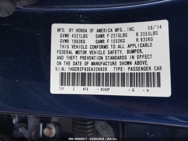Honda Accord Ex-l 2014 1HGCR2F85EA306609 Image 9