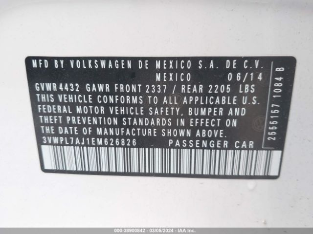 3VWPL7AJ1EM626826 Volkswagen Jetta Sportwagen 2.0l Tdi