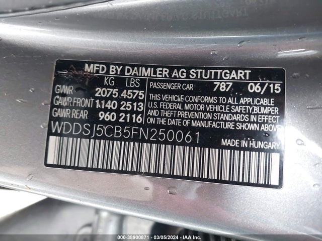 WDDSJ5CB5FN250061 Mercedes-Benz Cla 45 Amg 4matic