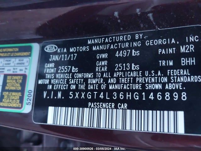 KIA Optima Lx 2017 5XXGT4L36HG146898 Image 9