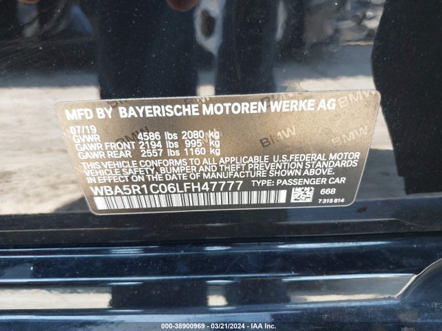 BMW 330I 2020 WBA5R1C06LFH47777 Image 9