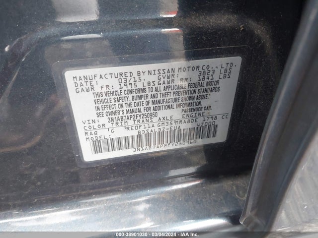 Nissan SENTRA SV 2015 3N1AB7AP2FY250960 Image 9