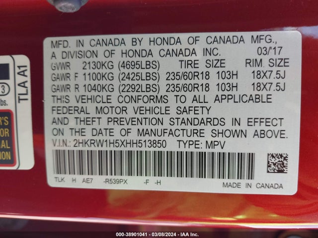 Honda CR-V EX 2017 2HKRW1H5XHH513850 Image 9