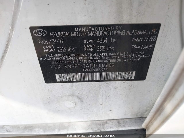 Hyundai SONATA SEL 2020 5NPEF4JA1LH006609 Image 9