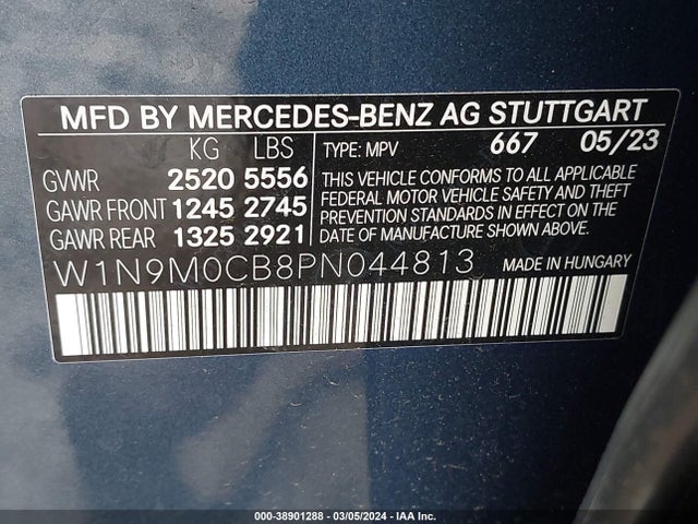 W1N9M0CB8PN044813 Mercedes-Benz Eqb 250 Suv