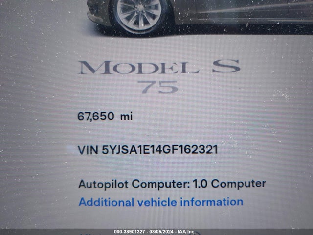 Tesla Model S 60/70/75/85 2016 5YJSA1E14GF162321 Image 7