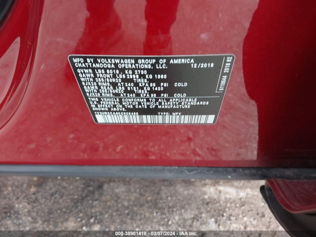 1V2UR2CA6KC528455 Volkswagen Atlas 3.6l V6 Se W/technology