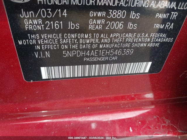 Hyundai ELANTRA SE 2014 5NPDH4AE1EH546389 Image 9