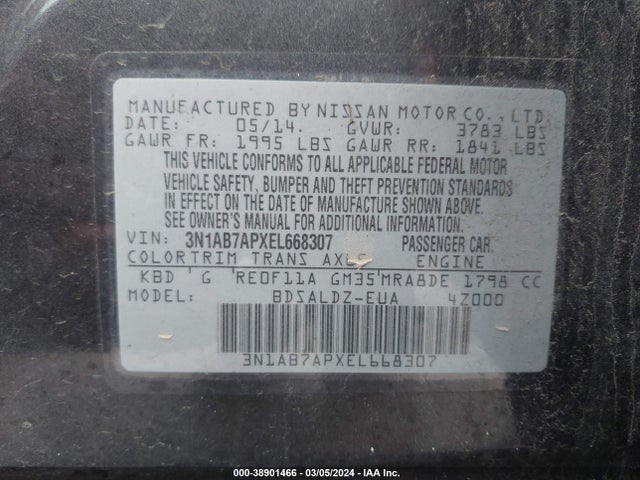 Nissan SENTRA SV 2014 3N1AB7APXEL668307 Image 9