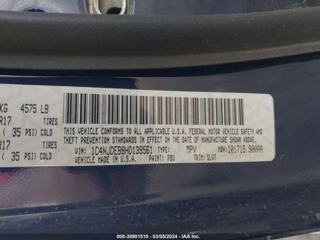 1C4NJDEB8HD139561 Jeep Compass High Altitude 4x4
