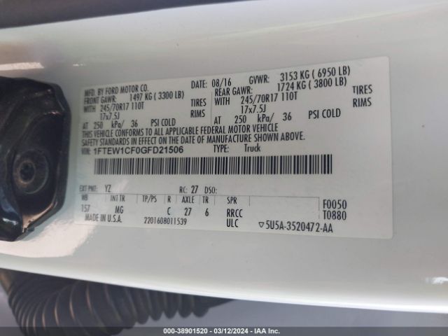 1FTEW1CF0GFD21506 Ford F-150 Xlt