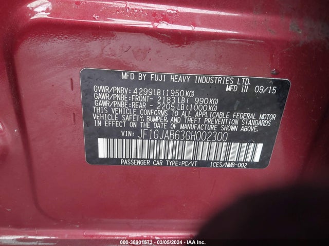 Subaru Impreza 2.0i Premium 2016 JF1GJAB63GH002300 Image 9